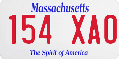 MA license plate 154XA0