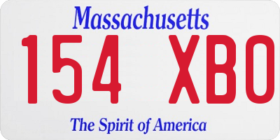 MA license plate 154XB0