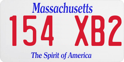 MA license plate 154XB2