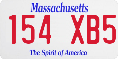 MA license plate 154XB5