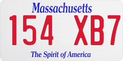 MA license plate 154XB7