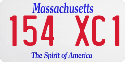 MA license plate 154XC1