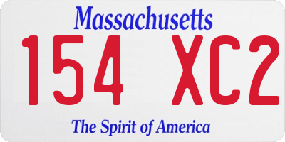 MA license plate 154XC2
