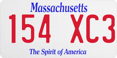 MA license plate 154XC3