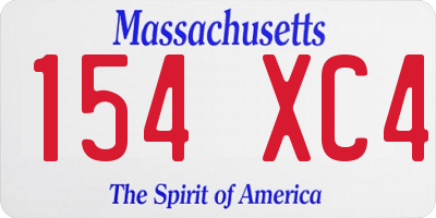 MA license plate 154XC4