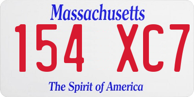 MA license plate 154XC7