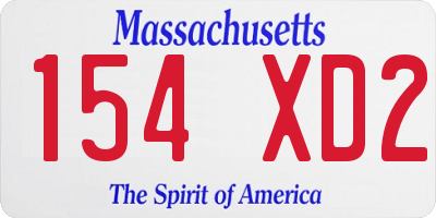 MA license plate 154XD2