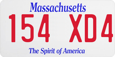 MA license plate 154XD4