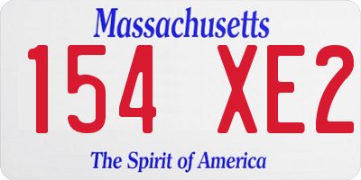 MA license plate 154XE2