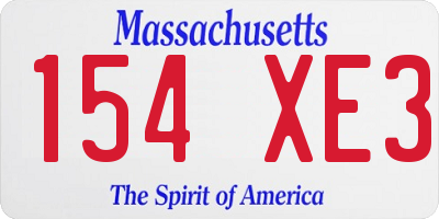 MA license plate 154XE3