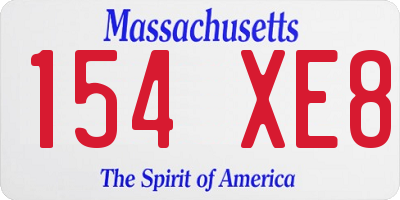 MA license plate 154XE8