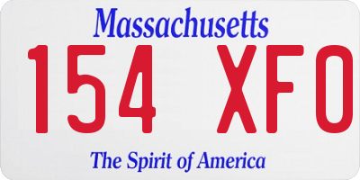 MA license plate 154XF0