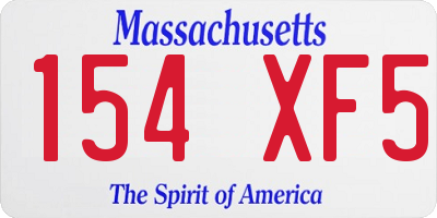MA license plate 154XF5