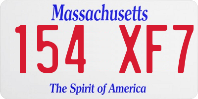 MA license plate 154XF7