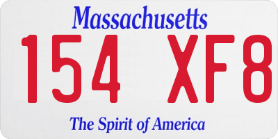 MA license plate 154XF8