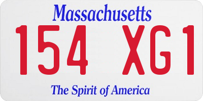 MA license plate 154XG1