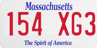 MA license plate 154XG3