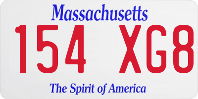 MA license plate 154XG8
