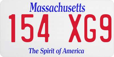 MA license plate 154XG9