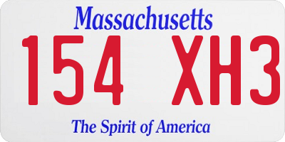 MA license plate 154XH3
