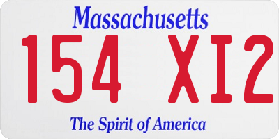 MA license plate 154XI2