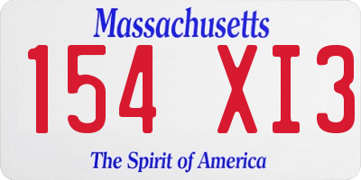 MA license plate 154XI3