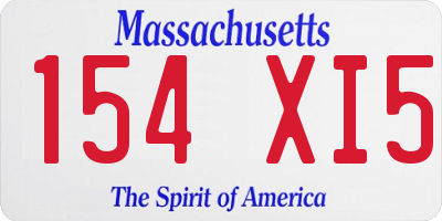 MA license plate 154XI5