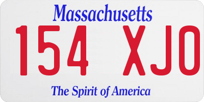 MA license plate 154XJ0