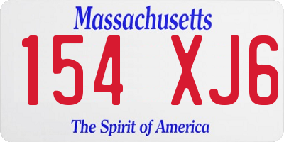 MA license plate 154XJ6