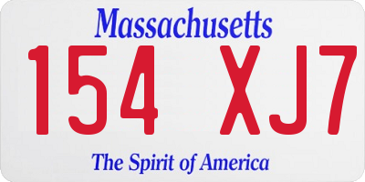 MA license plate 154XJ7