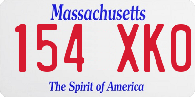 MA license plate 154XK0