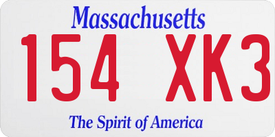 MA license plate 154XK3