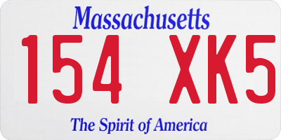 MA license plate 154XK5