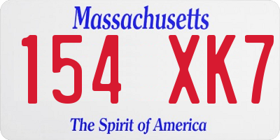 MA license plate 154XK7