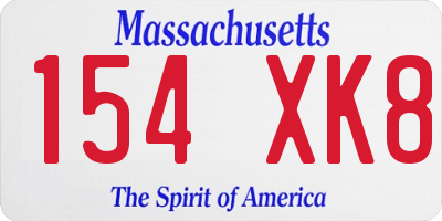 MA license plate 154XK8