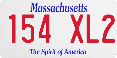 MA license plate 154XL2