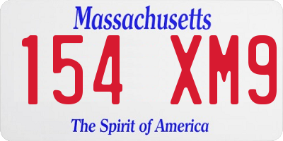 MA license plate 154XM9