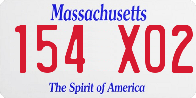 MA license plate 154XO2