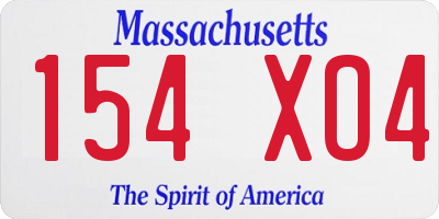 MA license plate 154XO4