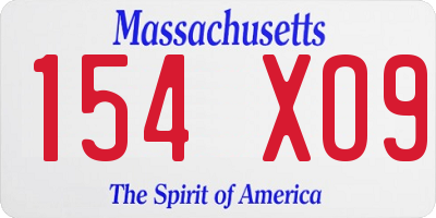 MA license plate 154XO9
