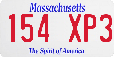 MA license plate 154XP3