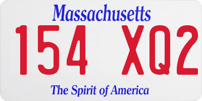 MA license plate 154XQ2