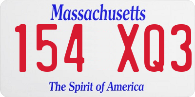 MA license plate 154XQ3