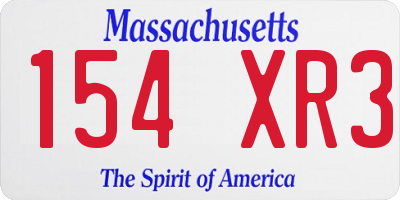 MA license plate 154XR3