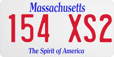 MA license plate 154XS2