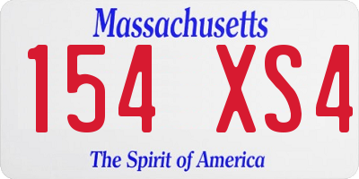 MA license plate 154XS4