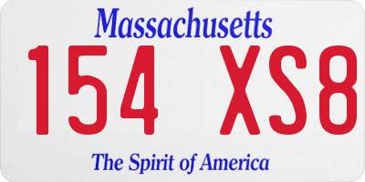 MA license plate 154XS8