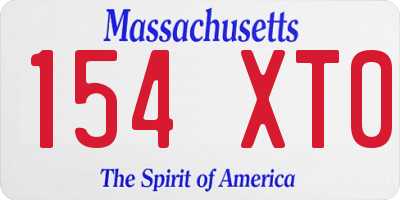 MA license plate 154XT0