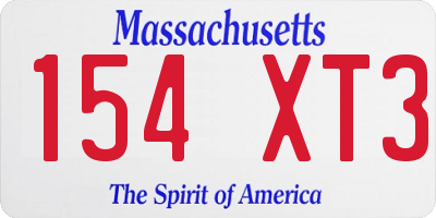 MA license plate 154XT3