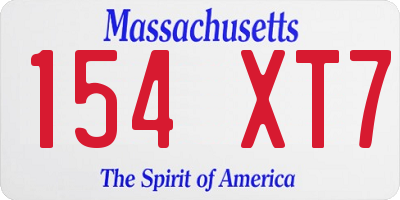 MA license plate 154XT7